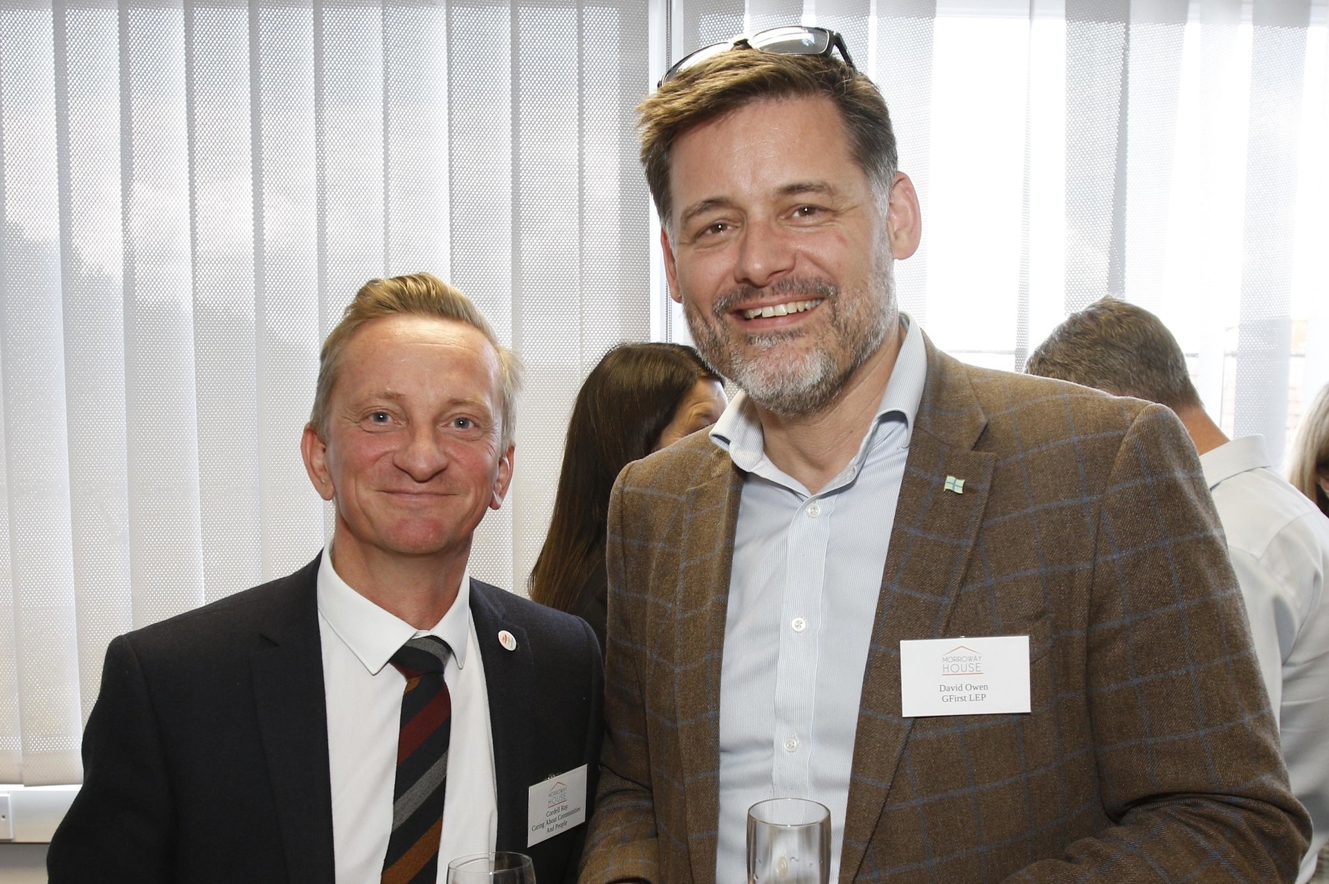 Cordell Ray from CCP charity, and David Owen from GFirst LEP, at the official opening of Morroway House, on Station Road, Gloucester, the community interest company providing office space for charities and good causes. 20 June 2019
Picture by Andrew Higgins/Thousand Word Media
 
NO SALES, NO SYNDICATION. Contact for more information mob: 07775556610 web: www.thousandwordmedia.com email: antony@thousandwordmedia.com

The photographic copyright (©2019) is exclusively retained by the works creator at all times and sales, syndication or offering the work for future publication to a third party without the photographer's knowledge or agreement is in breach of the Copyright Designs and Patents Act 1988, (Part 1, Section 4, 2b). Please contact the photographer should you have any questions with regard to the use of the attached work and any rights involved.